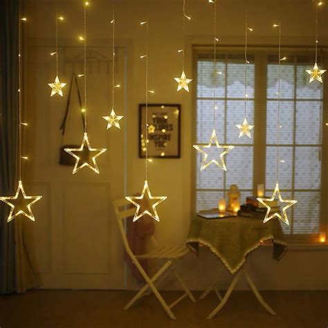 12 Stars 138 LED Curtain String Lights Window Curtain Lights With 8 ...