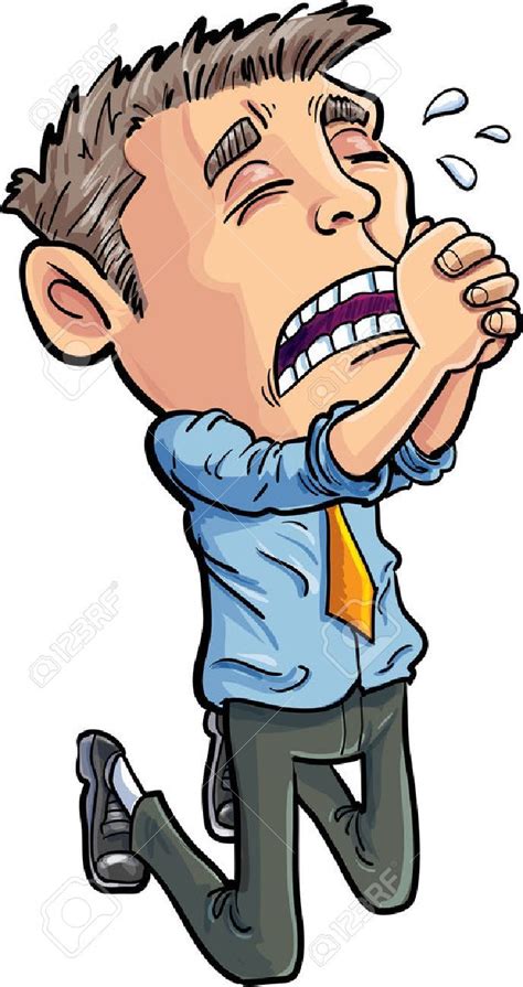 Cartoon office worker begging for his job. Isolated Illustration , # ...