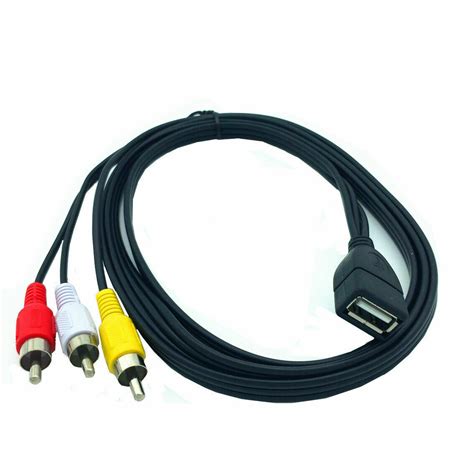 1.5m USB A Female to 3 RCA Phono AV Cable Lead PC TV Aux Audio Video ...