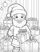 Premium Photo  Santa Claus And Presents coloring Pages For Kids sketch template