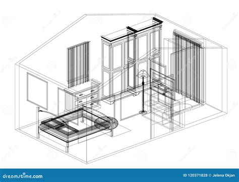 Bedroom Design Architect Blueprint - Isolated Stock Illustration - Illustration of domestic ...