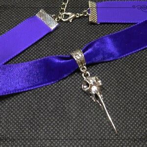 PURPLE RAVEN BIRD Skull Velvet Choker Necklace Gothic Raven Choker ...