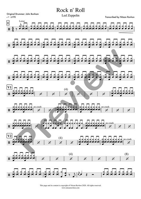 Drum Sheet Music - Led Zeppelin - Rock And Roll