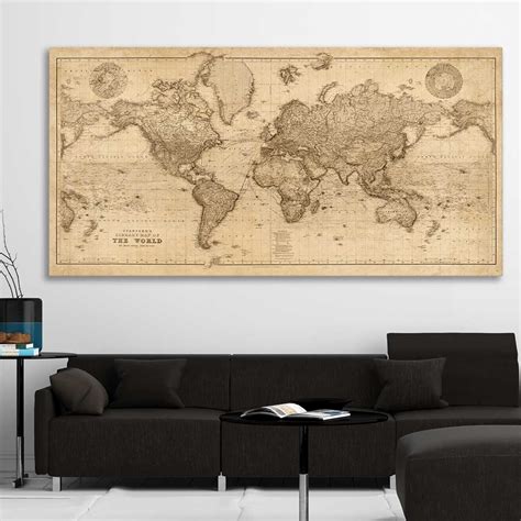 Vintage Map Wall Art Framed Prints & Canvas