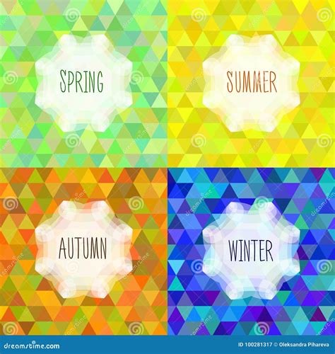 Vector Triangular Backgrounds on the Theme of the Four Seasons of the Year Stock Vector ...