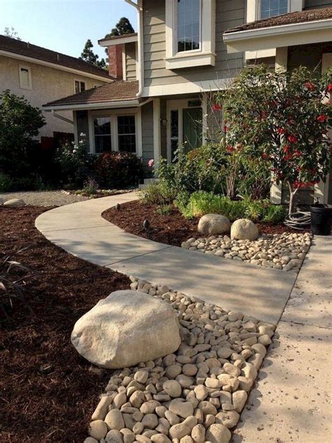 30+ Wonderful Front Yard Rock Garden Landspacing Ideas On A Budget - TRENDUHOME | Rock garden ...