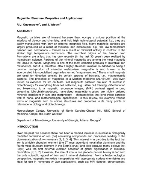 (PDF) Magnetite: Structure, Properties and Applications