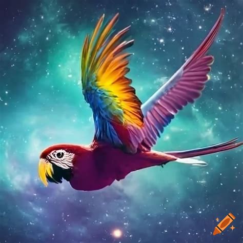 Funny parody of a parrot in space
