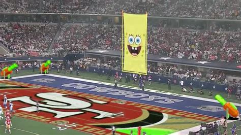 SpongeBob smiles between goal posts after San Francisco 49ers kicker ...