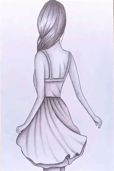 girl from behind easy to draw girl from the back | Girl drawing ...