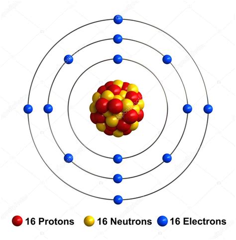 Sulfur atom model | 3d render of atom structure of sulfur — Stock Photo © oorka5 #136542296