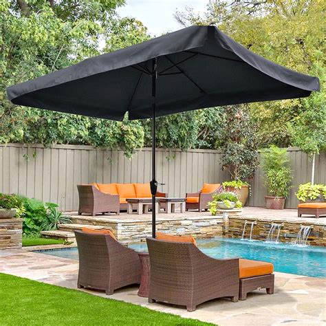 Yescom 10x6.5ft Patio Umbrella 6 Ribs Market Table Umbrella Tilt w ...