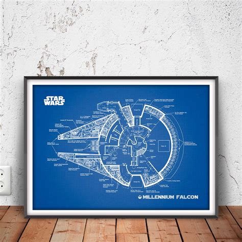 Millennium Falcon Blueprints - Star Wars Digital Downloadable Art