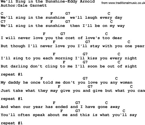 Country Music:We'll Sing In The Sunshine-Eddy Arnold Lyrics and Chords