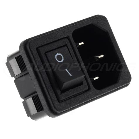 IEC C14 Plug with ON-OFF Switch 250V 10A Black - Audiophonics