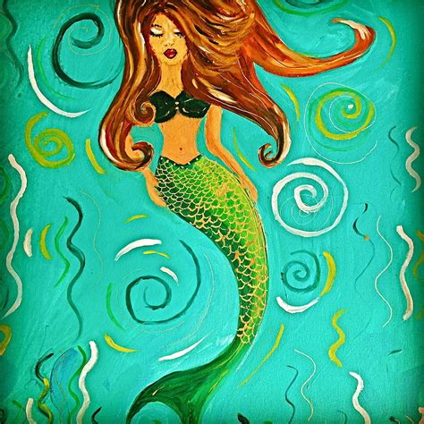 Whimsical Mermaid Painting Painting by Rebecca or Becky Williams