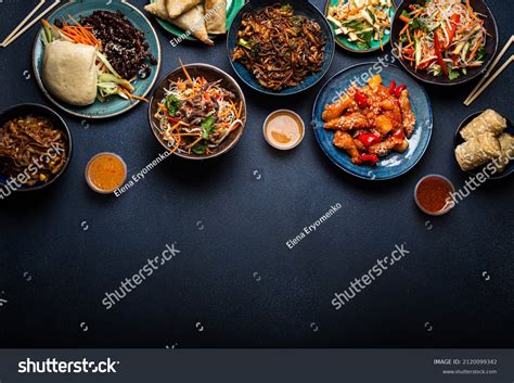 Set Chinese Dishes On Table Sweet Stock Photo 2120099342 | Shutterstock