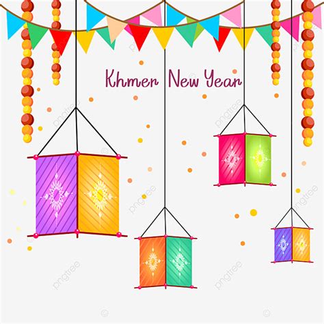 Khmer New Year Vector Art PNG, Khmer New Year Khmer New Years Day Color Lantern, Colored Flag ...