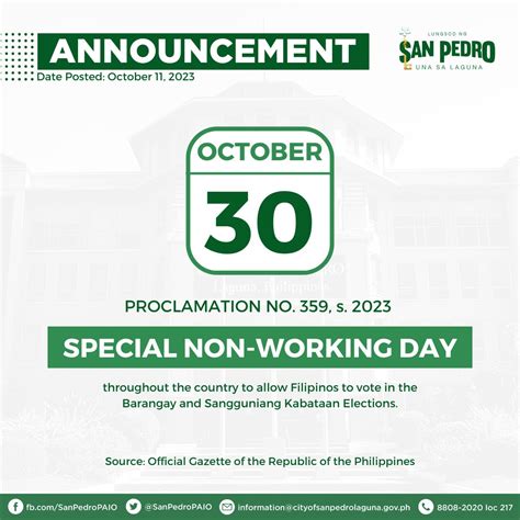 As per Proclamation no, 359, s. 2023, October 30, 2023 (Monday) is ...