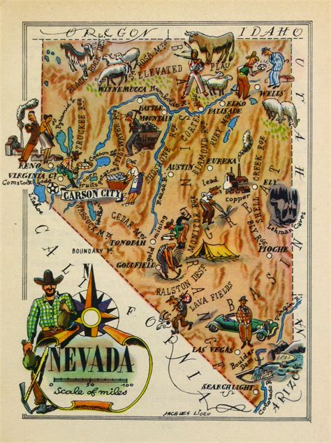 Nevada Pictorial Map, 1946