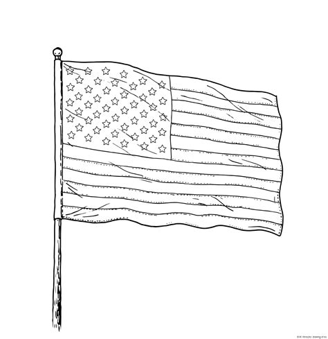 Drawing of USA flag – Line art illustrations