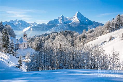 Winter landscape in the Bavarian Alps with church, Bavaria, Germ Photograph by JR Photography ...