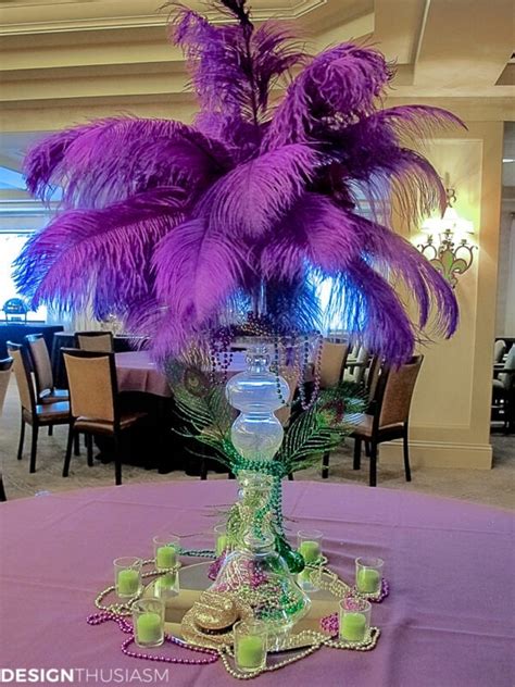 Using Mardi Gras Decorations to Create Colorful Centerpieces