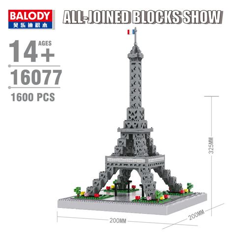 1600pcs Architecture Eiffel Tower DIY Diamond Mini Building Nano Blocks ...