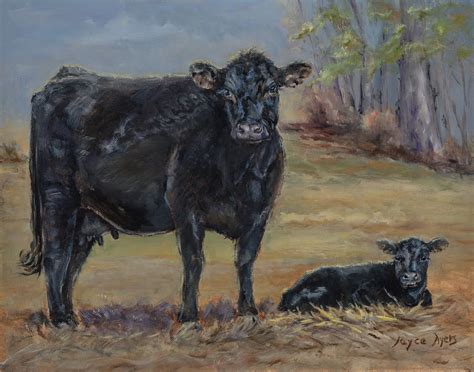 A Black Cow Art Cattle Art Calf Art Cattle Art Prints-cattle Painting-black Cow Print Black Calf ...