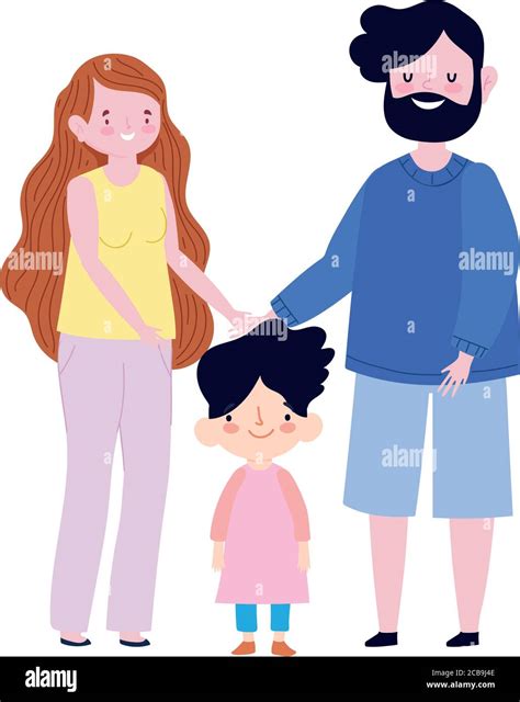 family mother father and son together member cartoon character vector illustration Stock Vector ...