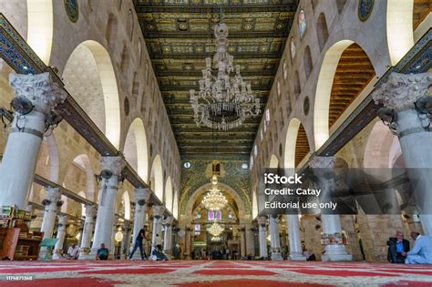 The Interior Of Al Aqsa Mosque At Aqsa Complex Near The Dome Of The ...