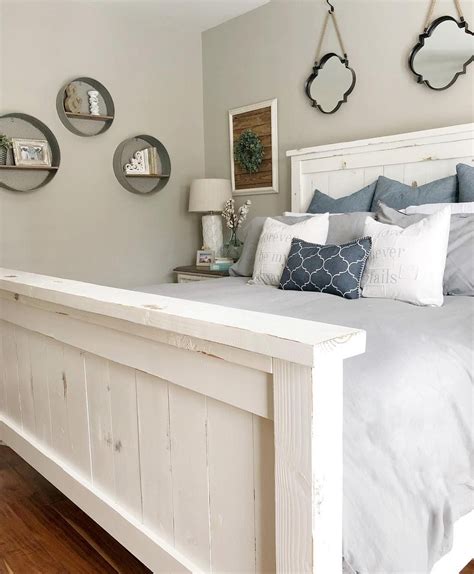 DIY Farmhouse Bed | Diy farmhouse bed, Diy furniture bedroom, Diy farmhouse bed frame