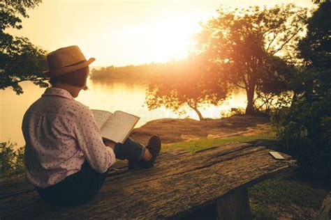 Women Sit Read Books in Quiet Nature, Concept Read a Books Stock Image ...