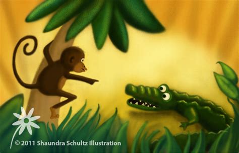 Shaundra Schultz Illustration: Monkey and Crocodile