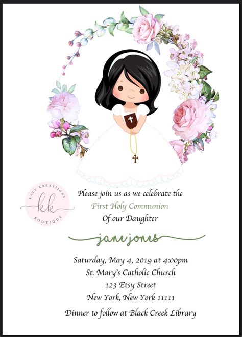 First Communion Invitation Girl First Communion | Etsy