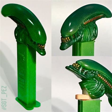 CUSTOM GREEN XENOMORPH FANTASY ALIEN PEZ DISPENSER - FUNCTIONAL TOY ART | Alien vs predator ...