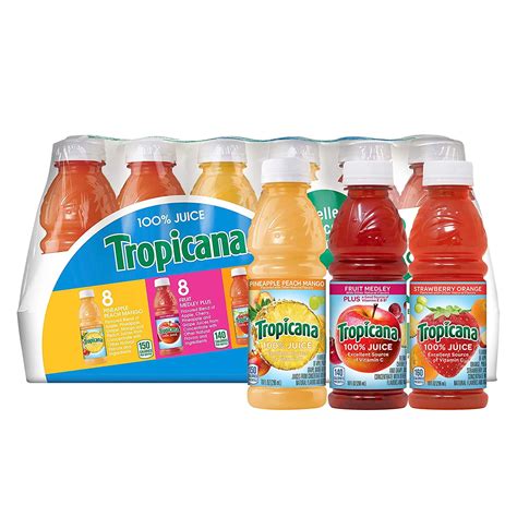 Tropicana 100% Juice Variety Pack, 3 Flavors, 10 fl oz, 24 Bottles in ...