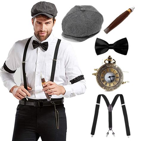 1920's Men's Party Accessories Fedora Hat Suspenders Set | Wish