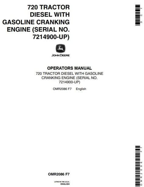 John Deere Tractors 720 Operators Manual