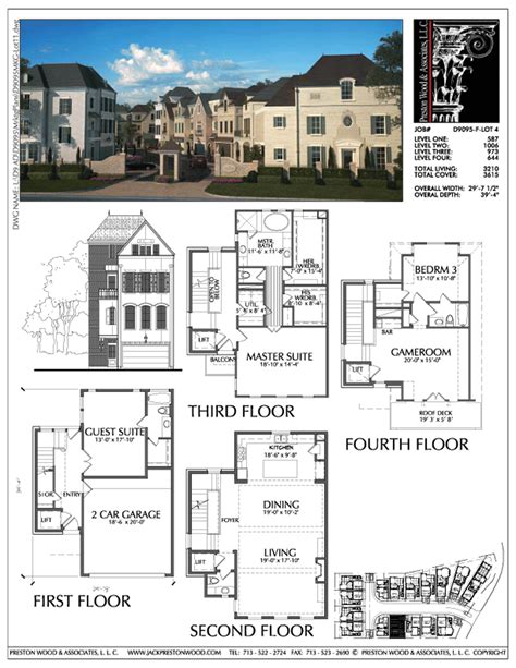 Four Story Townhouse Plan D9095 F LOT-4 | Townhouse, Building design, Best house plans