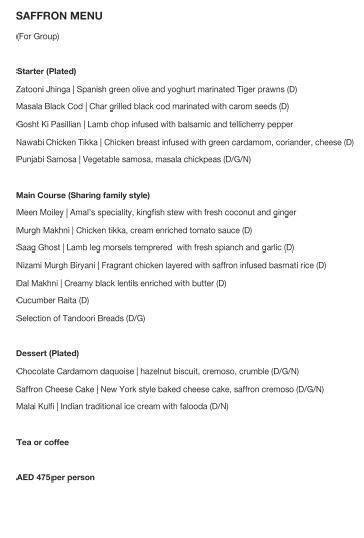 Armani Amal - Armani Hotel Dubai Menu - Zomato