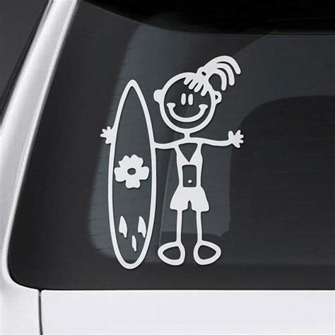 Decal family Girl surfing | MuralDecal.com