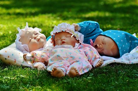 Royalty-Free photo: 3 Baby's Sleeping during Daytime | PickPik