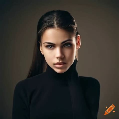 Beautiful young woman in a black sweater on Craiyon