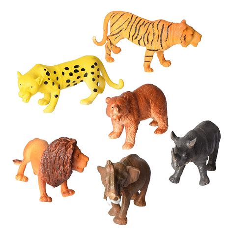 Animal Figure, 8 Inch Jumbo Jungle Animal Toy Set (6 Piece),Playkidz Toys Realistic Wild Vinyl ...