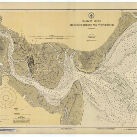 St. Simons Sound Georgia Map 1925 Nautical Chart Print - Etsy