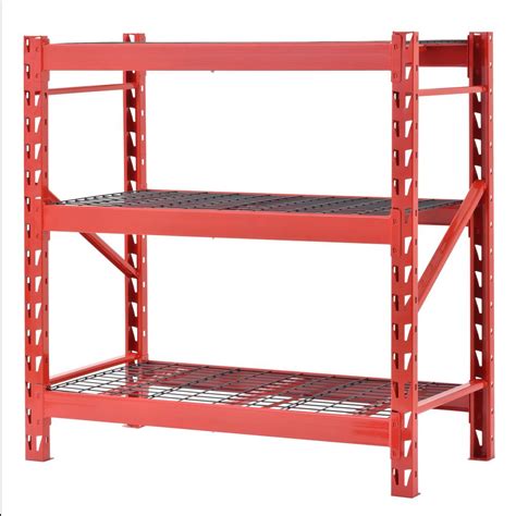 Muscle Rack Red 3-Tier Welded Steel Garage Storage Shelving Unit (48 in ...