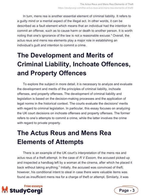 The Actus Reus and Mens Rea Elements of Theft | Free Essay Example