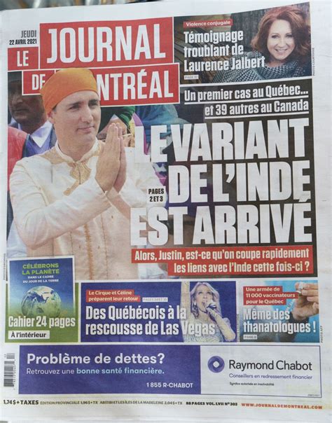 «Le Journal de Montréal» et «Le Journal de Québec» publient une première page controversée sur ...