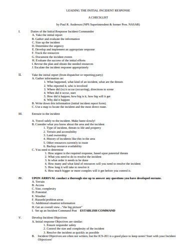 9+ Incident Response Checklist Templates - PDF